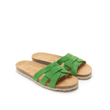 Load image into Gallery viewer, Green sandals CLARA made with leather suede
