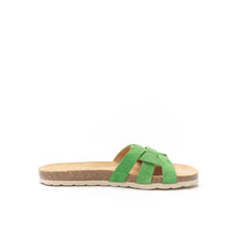 Load image into Gallery viewer, Green sandals CLARA made with leather suede
