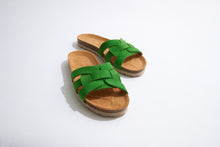 Load image into Gallery viewer, Green sandals CLARA made with leather suede
