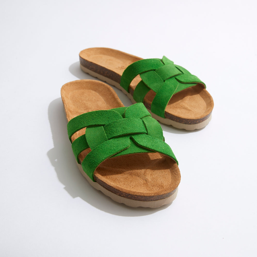 Green sandals CLARA made with leather suede