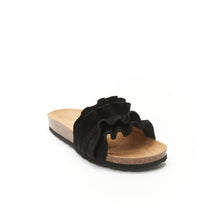 Load image into Gallery viewer, Black single-strap SOFIA made with suede leather
