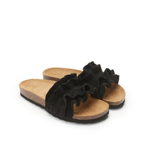 Load image into Gallery viewer, Black single-strap SOFIA made with suede leather
