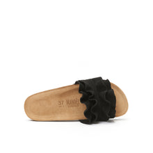 Load image into Gallery viewer, Black single-strap SOFIA made with suede leather
