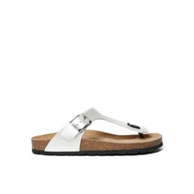 Load image into Gallery viewer, White thong sandals BLANCA made with eco-leather
