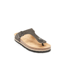 Load image into Gallery viewer, Grey thong sandals BLANCA made with leather suede
