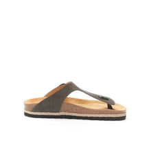 Load image into Gallery viewer, Grey thong sandals BLANCA made with leather suede
