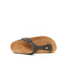 Load image into Gallery viewer, Grey thong sandals BLANCA made with leather suede
