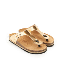 Load image into Gallery viewer, Bronze thong sandals BLANCA made with eco-leather
