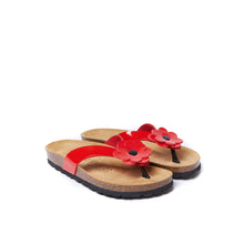 Load image into Gallery viewer, Red thong sandals LENE made with eco-leather
