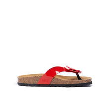 Load image into Gallery viewer, Red thong sandals LENE made with eco-leather
