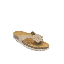 Load image into Gallery viewer, Taupe thong LENE made with suede leather
