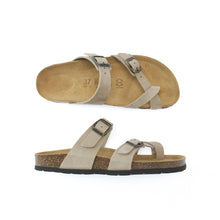 Load image into Gallery viewer, Taupe thong DARIA made with nubuck leather
