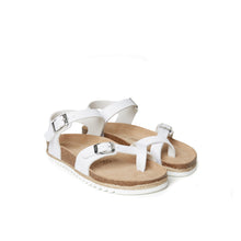 Load image into Gallery viewer, White thong sandals ELISA made with eco-leather
