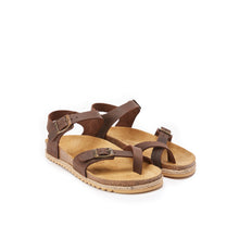 Load image into Gallery viewer, Dark Brown thong sandals ELISA made with leather
