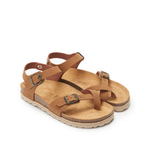 Load image into Gallery viewer, Brown thong sandals ELISA made with eco-leather
