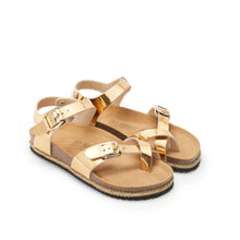 Load image into Gallery viewer, Gold thong sandals ELISA made with eco-leather
