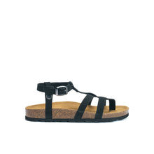 Load image into Gallery viewer, Black sandals NINA made with suede leather
