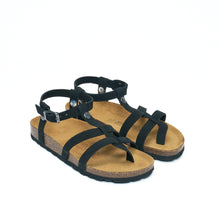 Load image into Gallery viewer, Black sandals NINA made with suede leather
