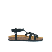 Load image into Gallery viewer, Black sandals NINA made with suede leather
