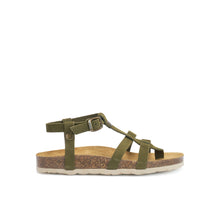 Charger l&#39;image dans la galerie, Moss Green sandals NINA made with suede leather
