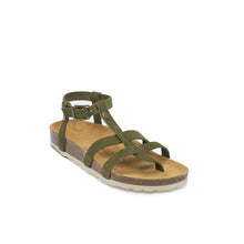 Charger l&#39;image dans la galerie, Moss Green sandals NINA made with suede leather
