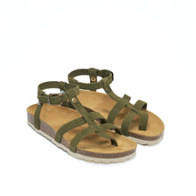 Charger l&#39;image dans la galerie, Moss Green sandals NINA made with suede leather
