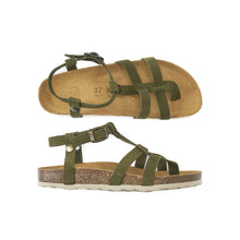 Charger l&#39;image dans la galerie, Moss Green sandals NINA made with suede leather
