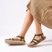 Charger l&#39;image dans la galerie, Moss Green sandals NINA made with suede leather
