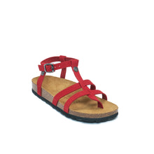 Load image into Gallery viewer, Red sandals NINA made with suede leather
