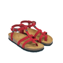 Load image into Gallery viewer, Red sandals NINA made with suede leather
