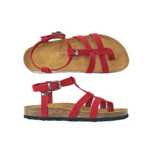 Load image into Gallery viewer, Red sandals NINA made with suede leather
