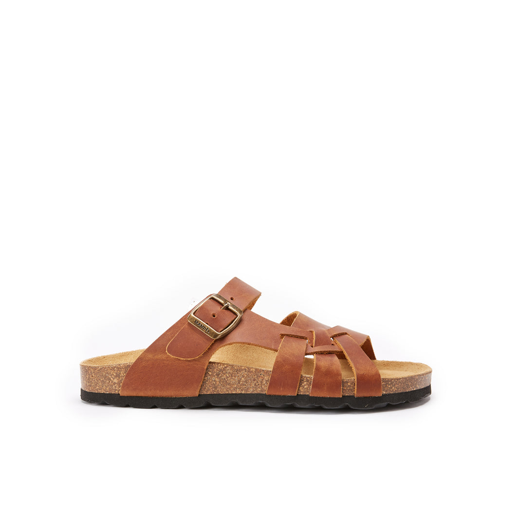 Dark Brown multi-strap sandals ALVARO made with leather