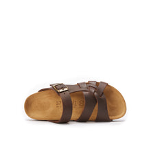 Carica l&#39;immagine nel visualizzatore di Gallery, Dark Brown multi-strap sandals ALVARO made with leather
