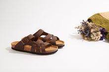 Carica l&#39;immagine nel visualizzatore di Gallery, Dark Brown multi-strap sandals ALVARO made with leather

