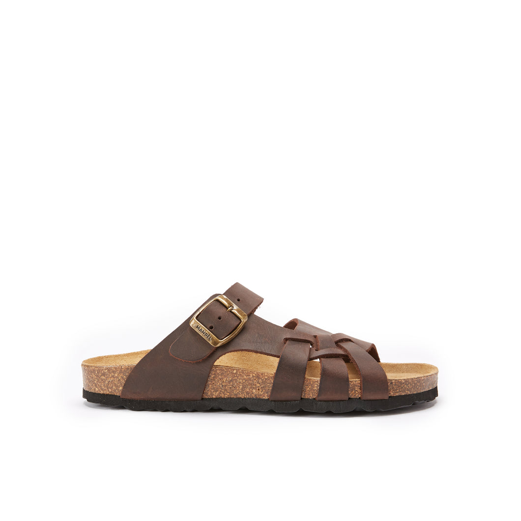 Dark Brown multi-straps ALVARO made with oiled leather