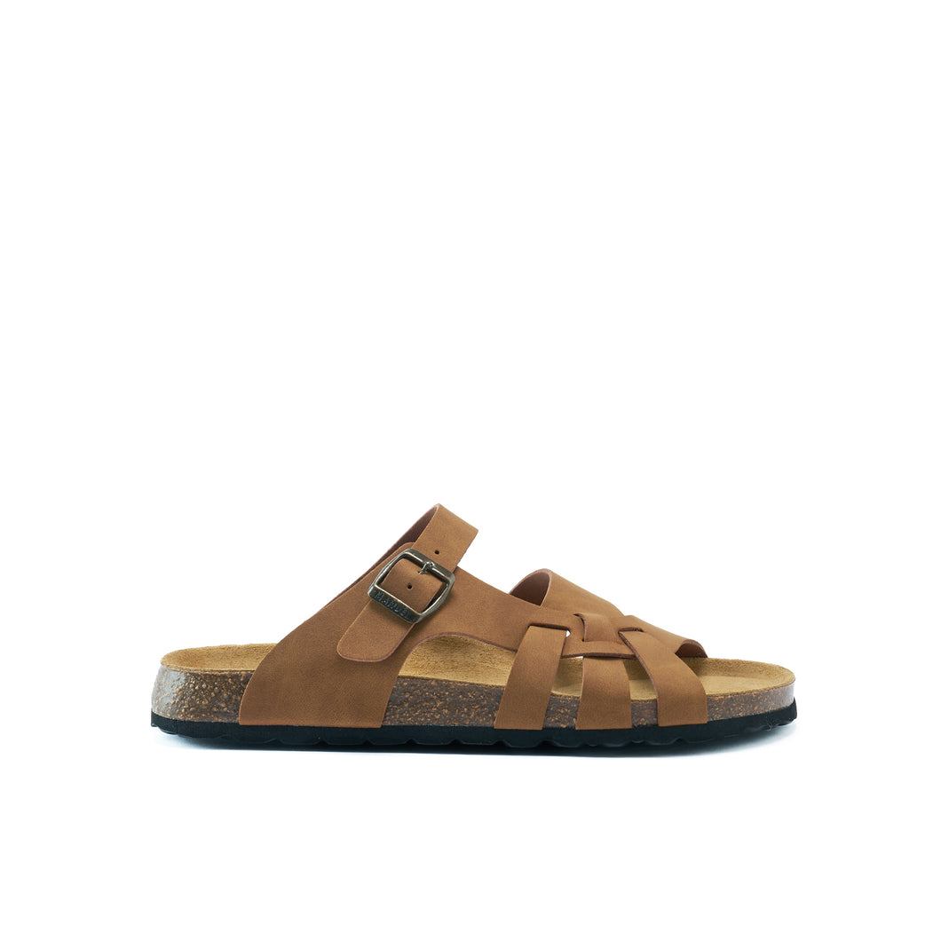 Cognac Brown multi-straps ALVARO made with eco-leather