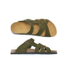 Load image into Gallery viewer, Moss Green multi-straps ALVARO made with suede leather
