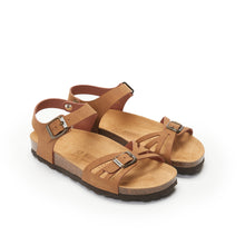 Charger l&#39;image dans la galerie, Cognac Brown sandals NEVA made with eco-leather
