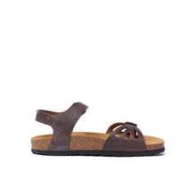 Charger l&#39;image dans la galerie, Dark Brown sandals NEVA made with oiled leather
