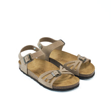 Load image into Gallery viewer, Taupe sandals NEVA made with suede leather
