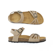 Load image into Gallery viewer, Taupe sandals NEVA made with suede leather
