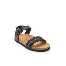 Load image into Gallery viewer, Black sandals BELLA made with eco-leather
