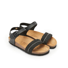 Load image into Gallery viewer, Black sandals BELLA made with eco-leather
