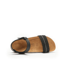 Load image into Gallery viewer, Black sandals BELLA made with eco-leather
