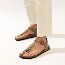 Load image into Gallery viewer, Grey sandals LEON made with nubuck leather
