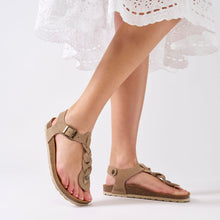 Carica l&#39;immagine nel visualizzatore di Gallery, Taupe sandals AIDA made with suede leather
