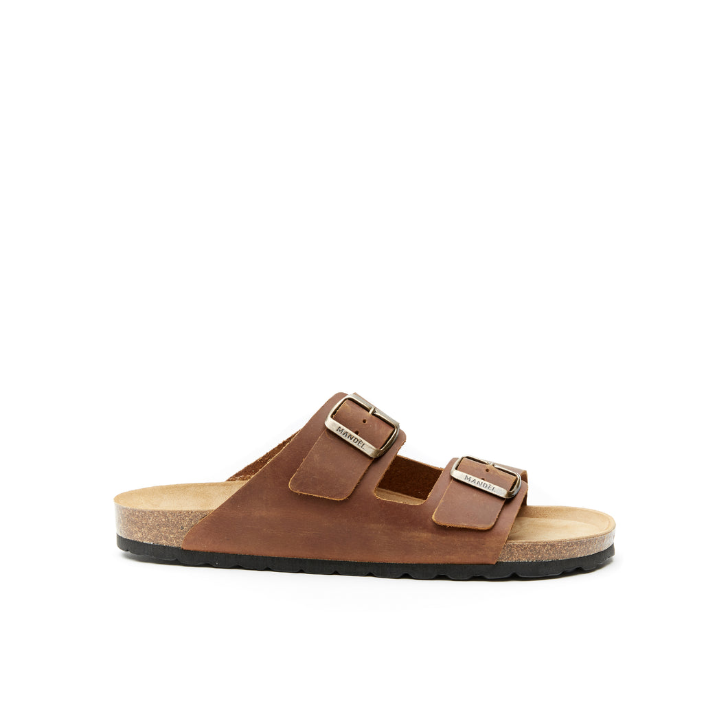 Brown two-strap sandals ALBERTO made with leather