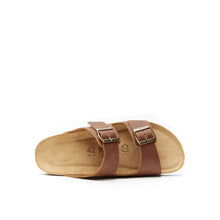Carica l&#39;immagine nel visualizzatore di Gallery, Brown two-strap sandals ALBERTO made with leather
