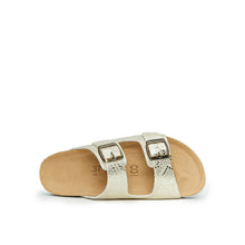Load image into Gallery viewer, Gold two-strap sandals ALBERTO made with eco-leather
