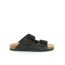 Carica l&#39;immagine nel visualizzatore di Gallery, Black two-strap sandals ALBERTO made with leather
